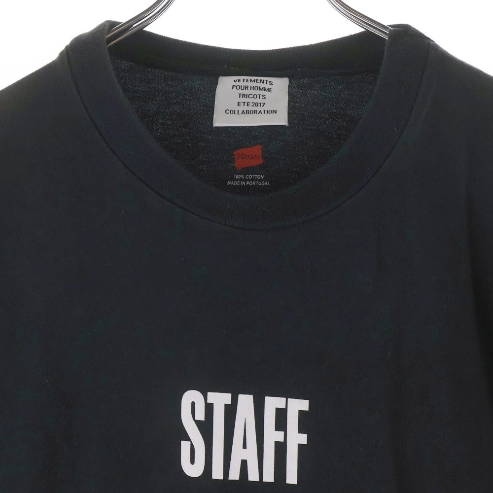 VETEMENTS(ヴェトモン) ETE2017 HANES STUFF TEE 半袖 クルーネック Tシャツ カットソー ブラック