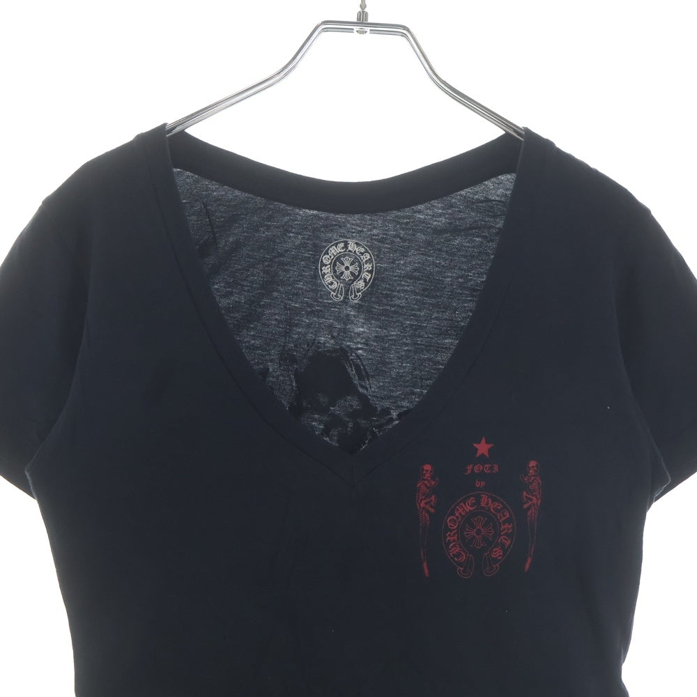 CHROME HEARTS(クロムハーツ) FOTI S/S TEEI バックミスラレーン レッドプリント Vネック 半袖 Tシャツ ブラック