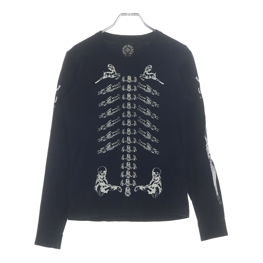 CHROME HEARTS(クロムハーツ) FOTI L/S TEE 両面プリント 袖ロゴ 長袖 クルーネック Tシャツ カットソー ブラック