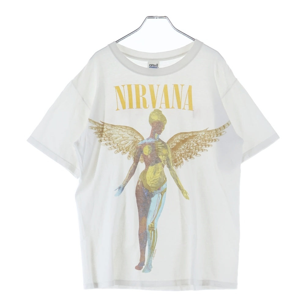 VINTAGE(ヴィンテージ) 00s NIRVANA IN UTERO ANVILタグ ニルヴァーナ インユーテロ 両面プリント クルーネック 半袖Tシャツ ホワイト