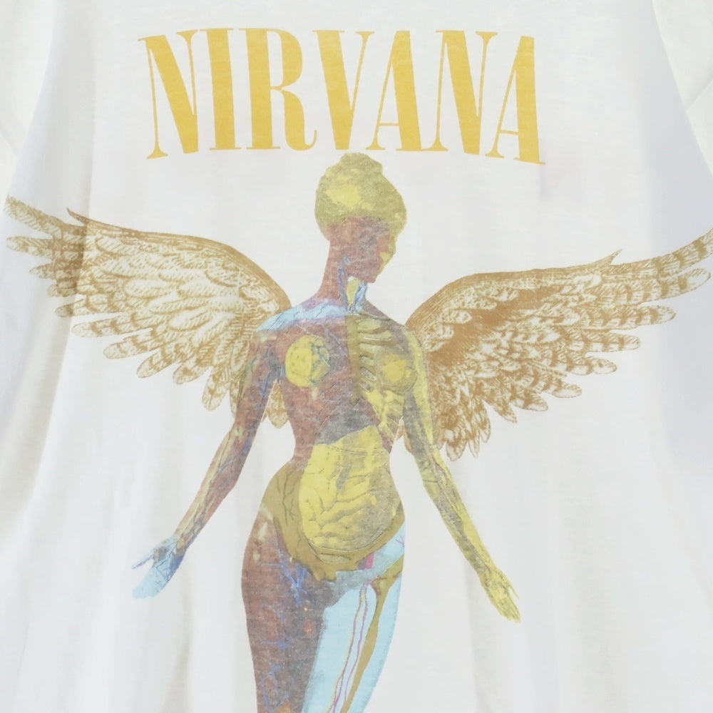 VINTAGE(ヴィンテージ) 00s NIRVANA IN UTERO ANVILタグ ニルヴァーナ インユーテロ 両面プリント クルーネック 半袖Tシャツ ホワイト