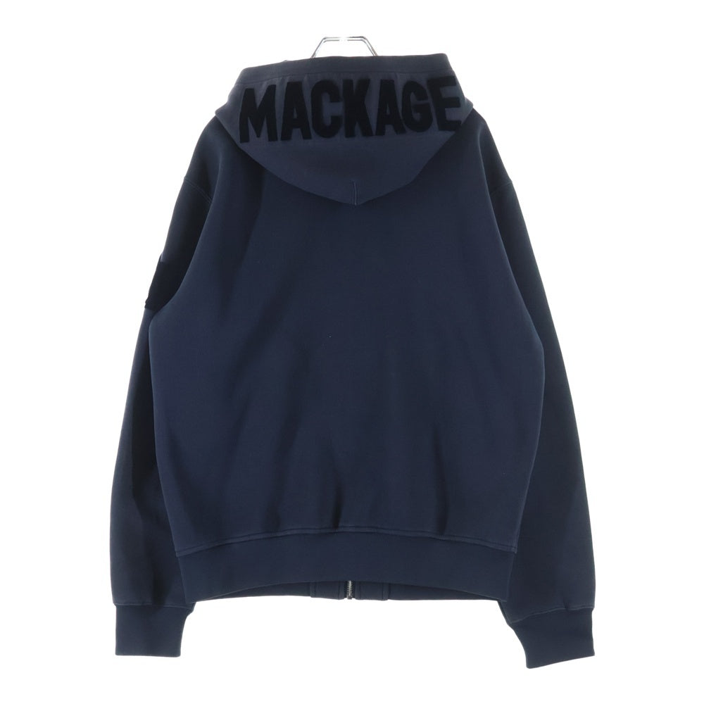 MACKAGE(マッカージュ) ジップアップ パーカー フロッキープリントロゴ ネイビー KRYS-ZP