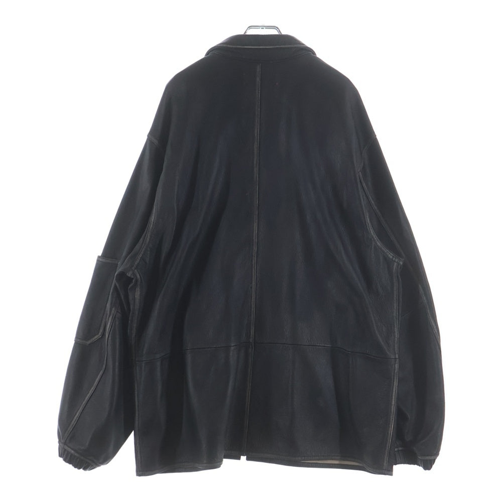 NO BRAND(ノーブランド) barbell object Leather Coverall バーベルオブジェクト レザー カバーオール ブラック bo-04a02