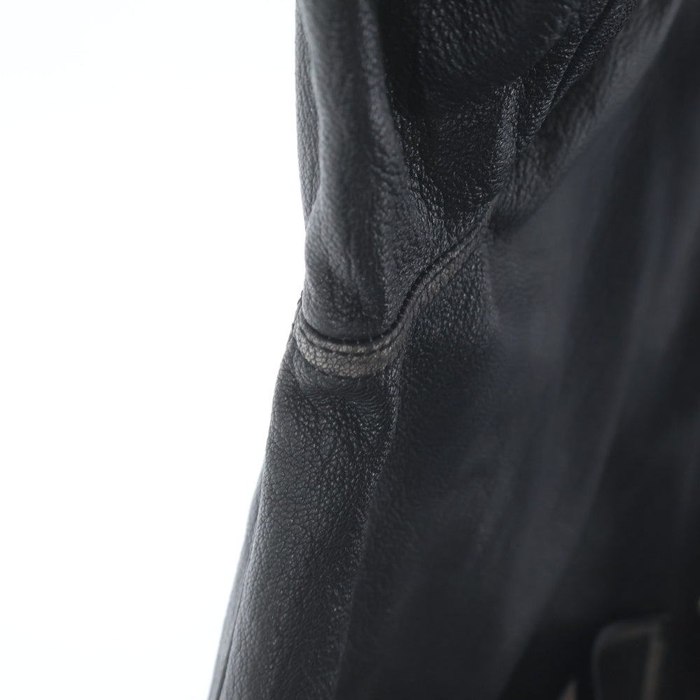 NO BRAND(ノーブランド) barbell object Leather Coverall バーベルオブジェクト レザー カバーオール ブラック bo-04a02