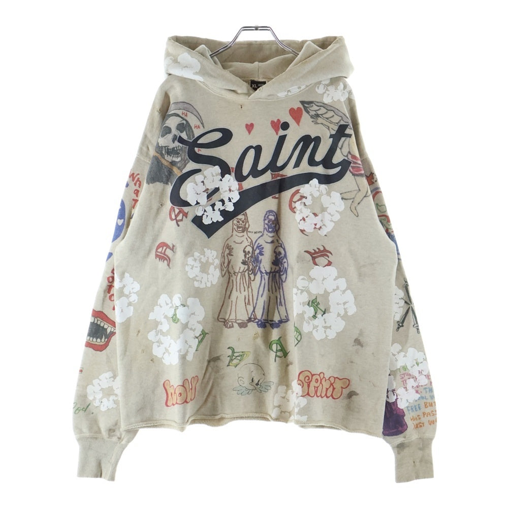 SAINT MICHAEL(セントマイケル) 22SS ×DENIM TEARS GREENAFFITTI HOODIE デニムティアーズ グラフィティ プルオーバー パーカー ベージュ SM-S22-0000-083