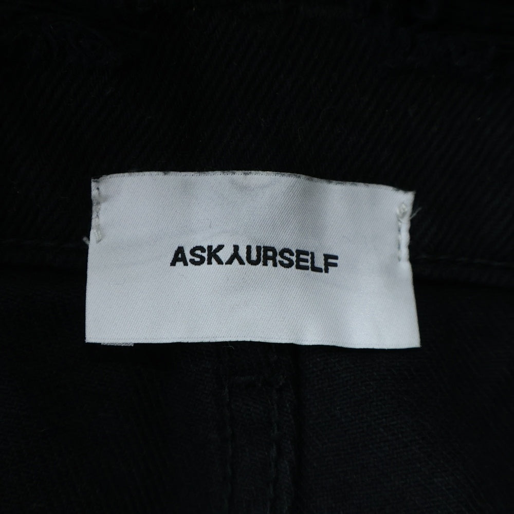 ASKYURSELF(アスクユアセルフ) バギー ブラックデニム ダメージ加工 ワイドパンツ ブラック