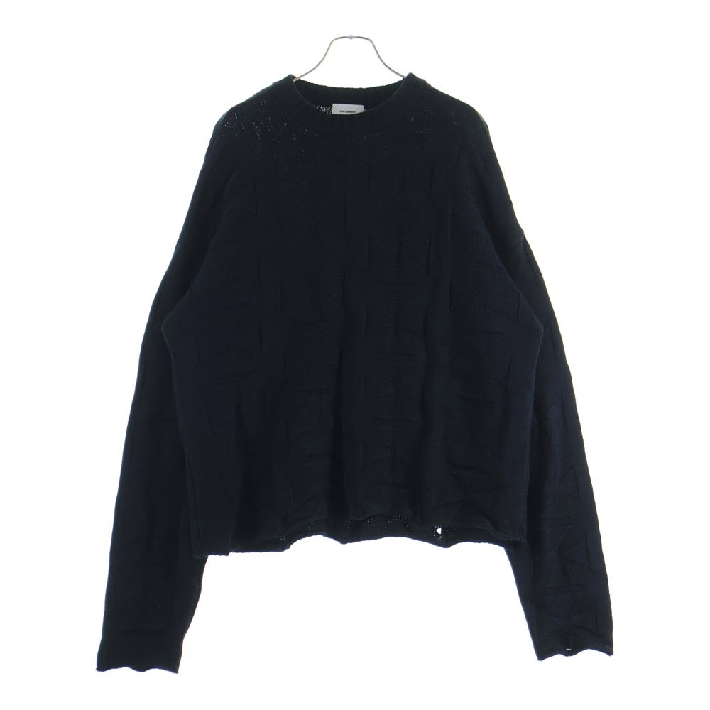 ASKYURSELF(アスクユアセルフ) 3D 総ロゴ コットンニット セーター ブラック