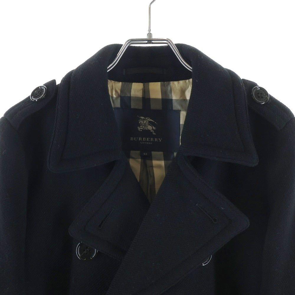 BURBERRY LONDON(バーバリーロンドン) 裏地チェック ウール ピーコート ブラック B2B38-657-09