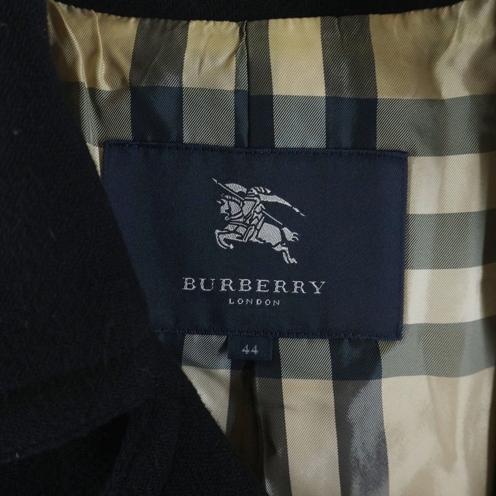 BURBERRY LONDON(バーバリーロンドン) 裏地チェック ウール ピーコート ブラック B2B38-657-09