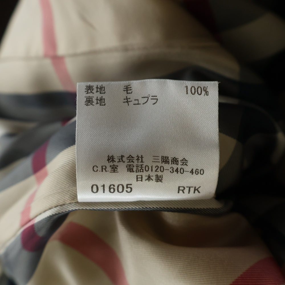BURBERRY LONDON(バーバリーロンドン) 裏地チェック ウール ピーコート ブラック B2B38-657-09