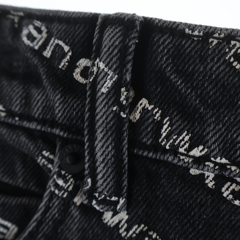 ALEXANDER WANG(アレキサンダーワン) Printed denim shorts ロゴプリント デニムショートパンツ ブラックデニム ブラック 4DC1214896 レディース
