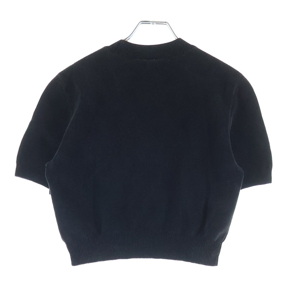 ALEXANDER WANG(アレキサンダーワン) Chenille Pullover In Cotton B クロップド 半袖ニット クルーネック ブラック1KC3251030 レディース