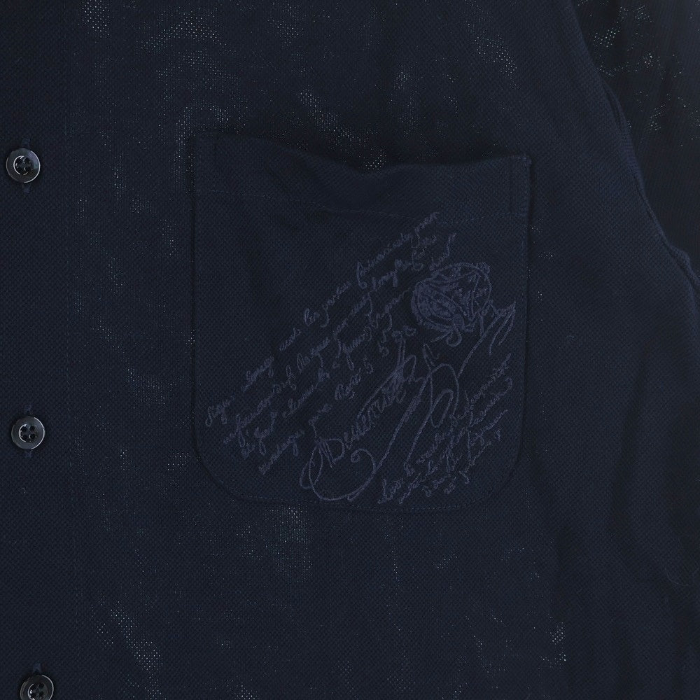 Berluti(ベルルッティ) 胸ポケットカリグラフィ刺繍 コットン 長袖シャツ ネイビー R26JSL16CAKW
