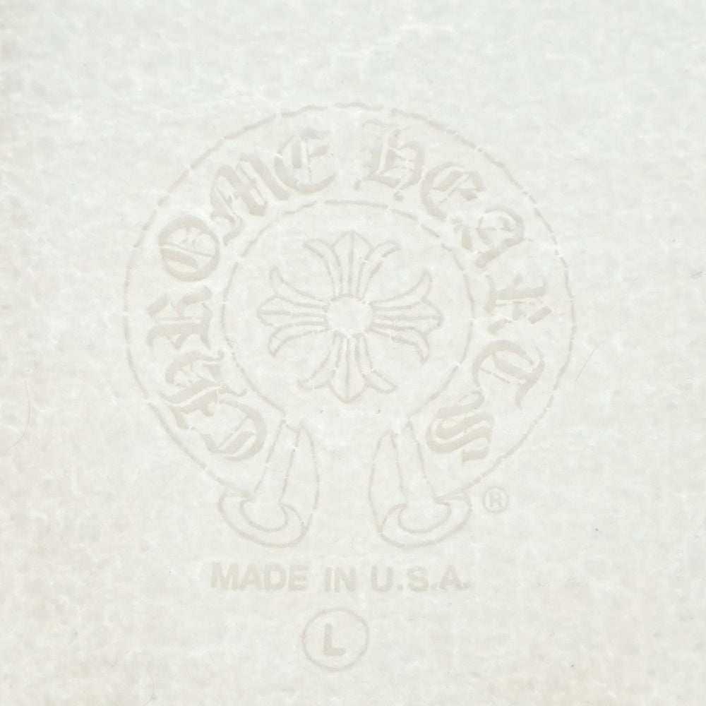 CHROME HEARTS(クロムハーツ) LOVE YOU NECK LOGO ラブユー ネックロゴ 袖フローラルプリント クルーネックスウェット ホワイト