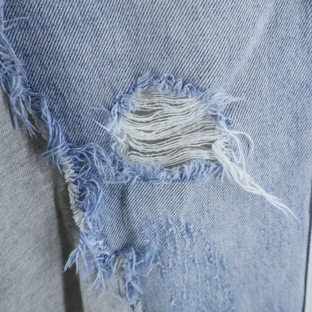 GREG LAUREN(グレッグローレン) Levi's Denim 50/50 Borg Lounge Hybrid Pants 再構築 デニム ジョガーパンツ インディゴ/グレー