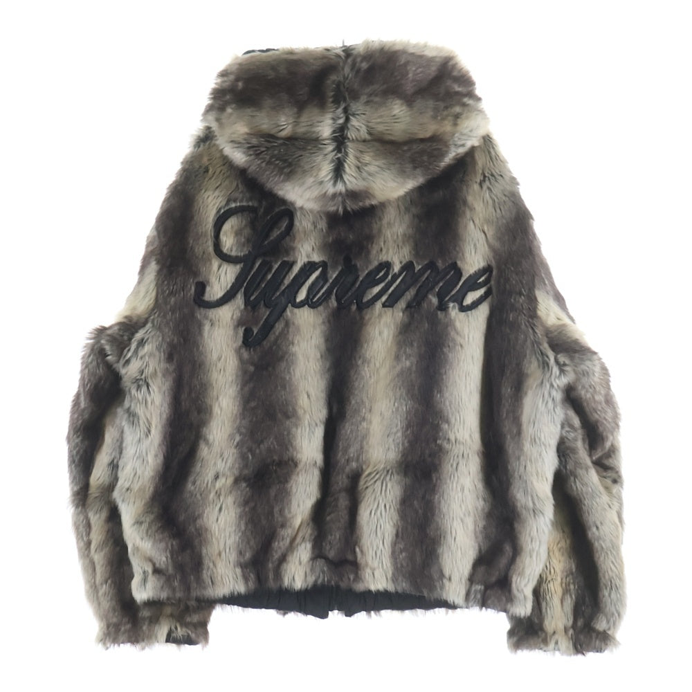 SUPREME(シュプリーム) 20AW Faux Fur Reversible Hooded Jacket バックロゴ リバーシブル ファージャケット ベージュ/ブラック