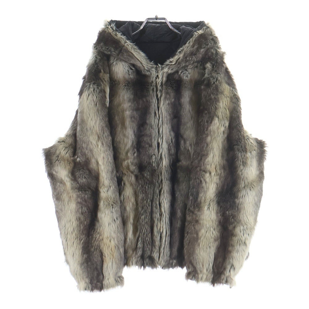 SUPREME(シュプリーム) 20AW Faux Fur Reversible Hooded Jacket バックロゴ リバーシブル ファージャケット ベージュ/ブラック
