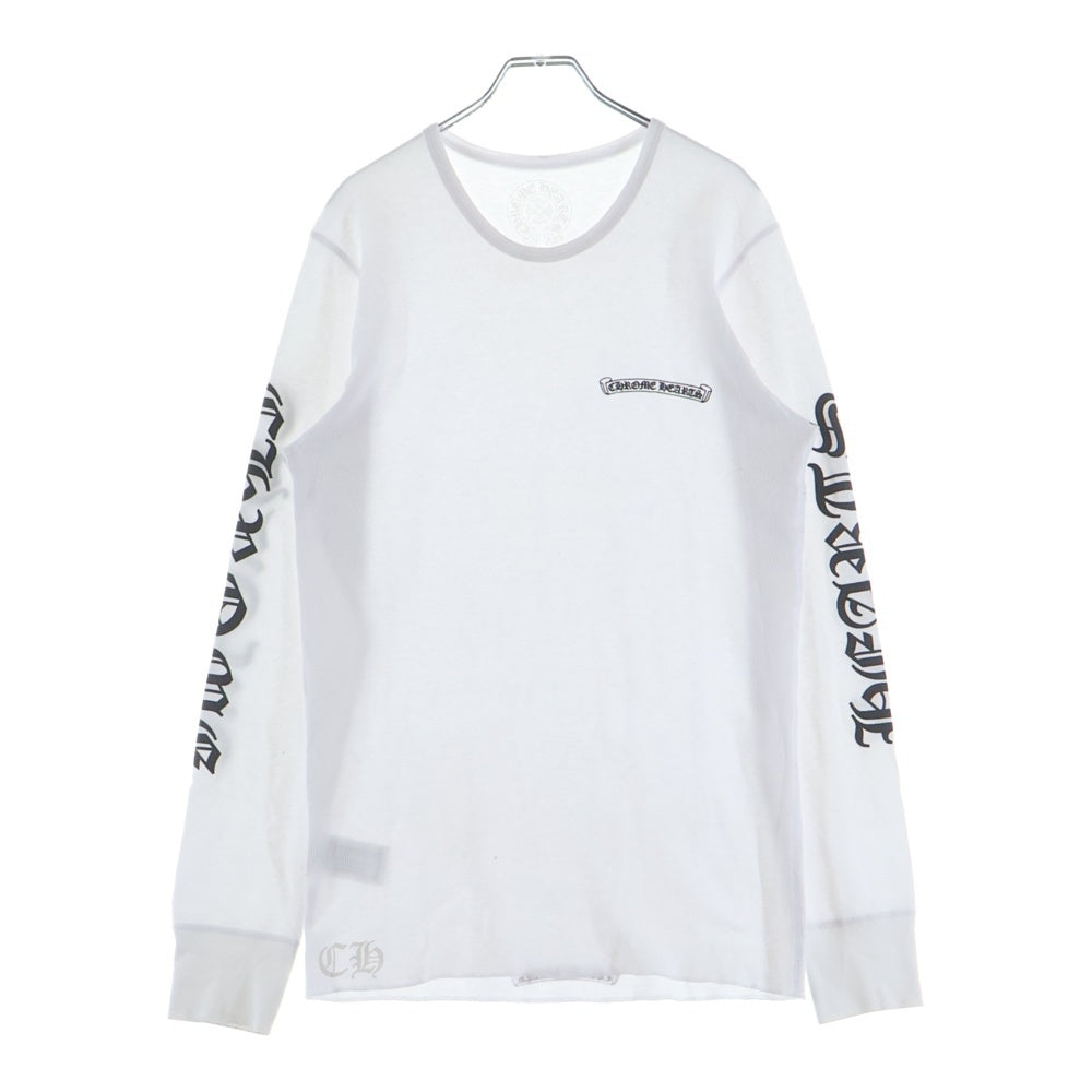 CHROME HEARTS(クロムハーツ) THERMAL L/S サーマル アームロゴ スクロールラベルプリント ロングスリーブカットソー クルーネック長袖カットソー ホワイト