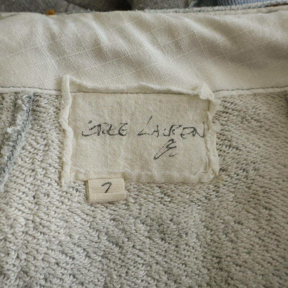 GREG LAUREN(グレッグローレン) 50/50 LONG SLIM PANT 再構築 デニム スウェットパンツ ジョガーパンツ インディゴ/グレー
