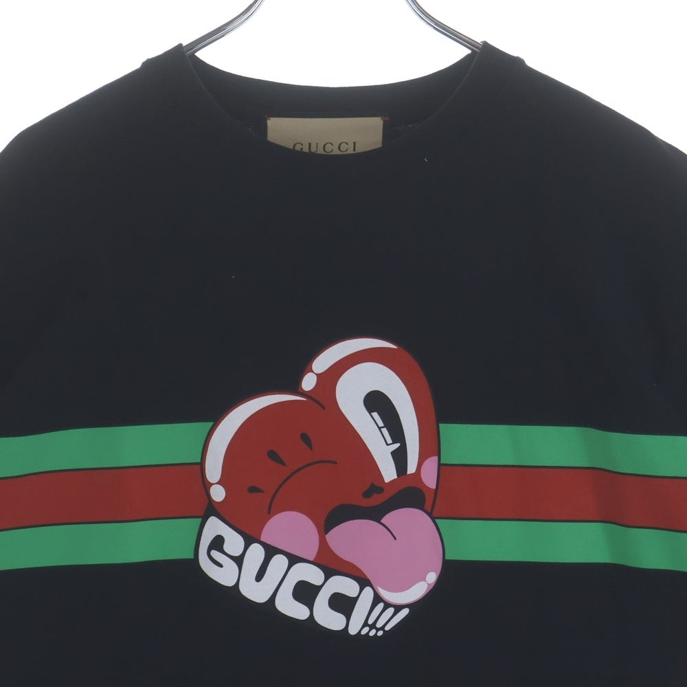 GUCCI(グッチ) Graphic Heart Logo S/S Tee フロントグラフィックハートロゴプリント クルーネック 半袖Tシャツ ブラック 785345 XJGIJ