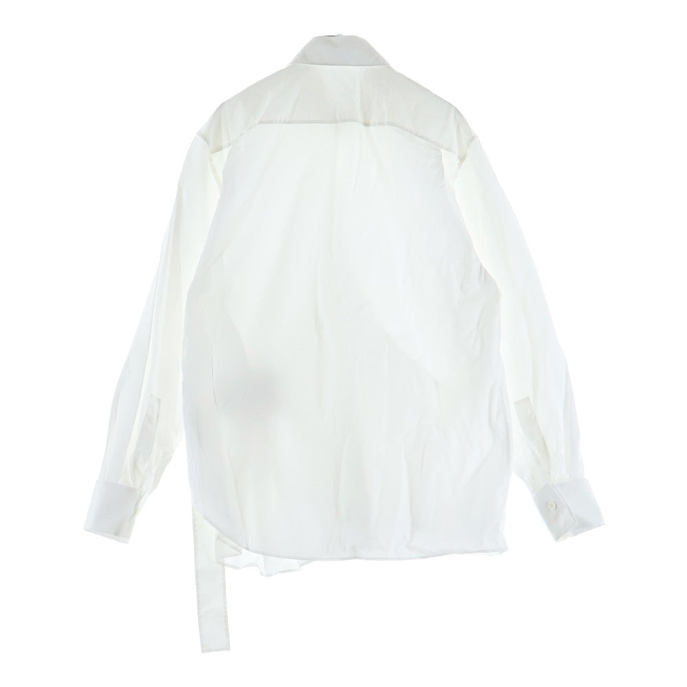 LOEWE(ロエベ) 25SS Draped Shirt ロゴ入りレザー装飾 コットン 長袖シャツ ホワイト S540Y05XBL