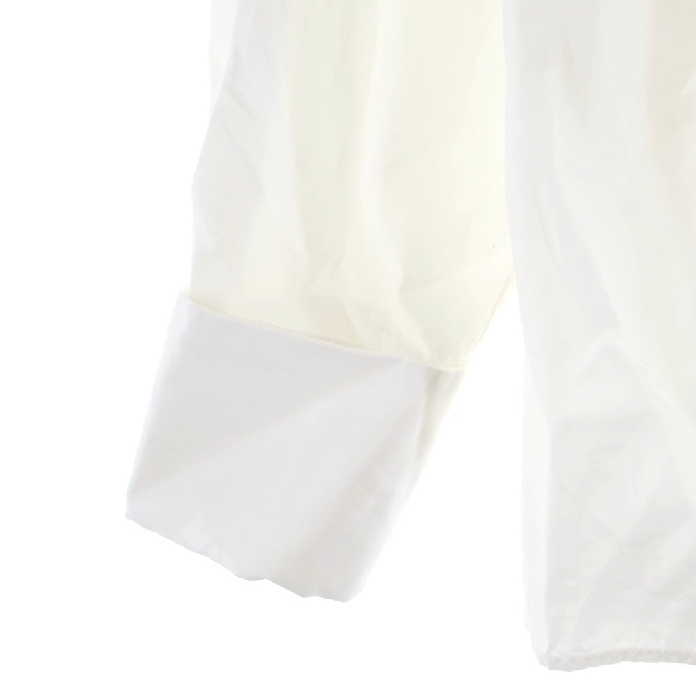LOEWE(ロエベ) 25SS Draped Shirt ロゴ入りレザー装飾 コットン 長袖シャツ ホワイト S540Y05XBL