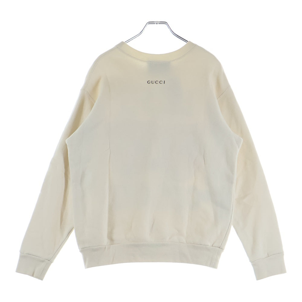 GUCCI(グッチ) ELISIR OF LOVE フロントタイガープリント スパンコール装飾 クルーネック 長袖スウェット トレーナー アイボリー 469250 XJBI5