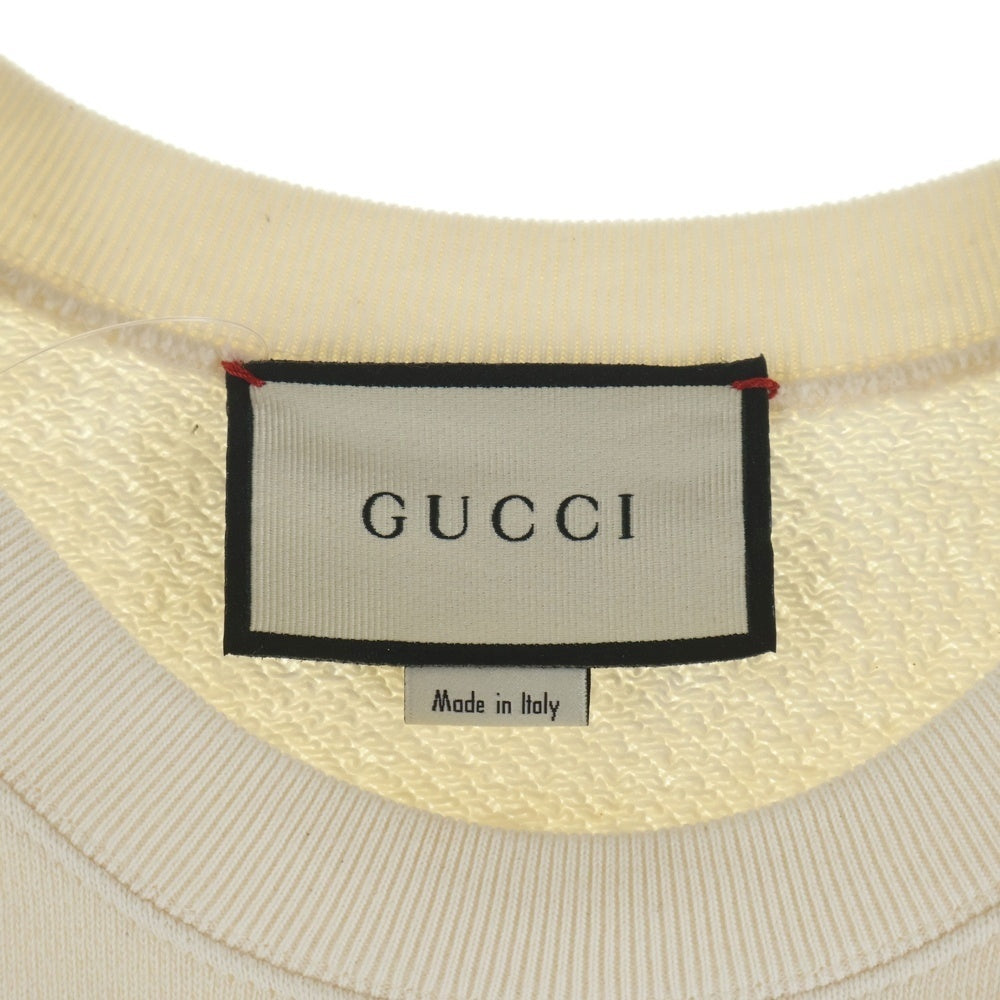 GUCCI(グッチ) ELISIR OF LOVE フロントタイガープリント スパンコール装飾 クルーネック 長袖スウェット トレーナー アイボリー 469250 XJBI5