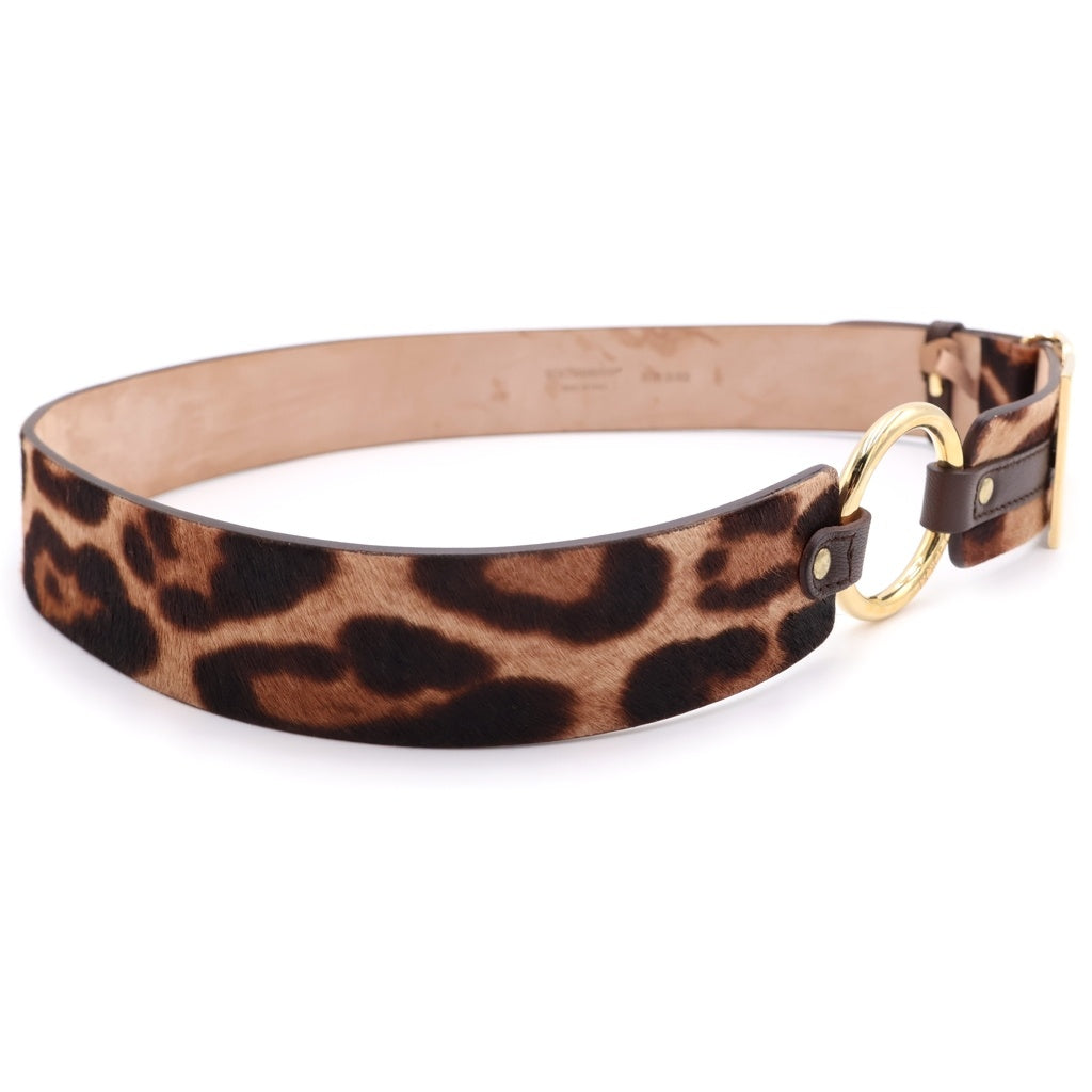 DOLCE & GABBANA(ドルチェアンドガッバーナ) DG ロゴ バックル ベルト ハラコ レオパード マルチカラー
