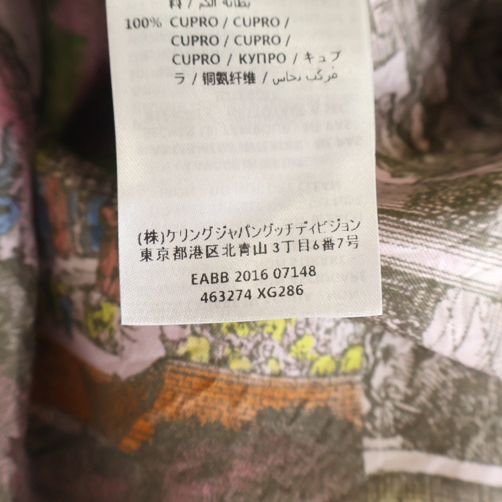 GUCCI(グッチ) リーフパッチ ストーン付き フリンジ ダブルライダースジャケット レザージャケット 463274 XG286 ブラック/グリーン