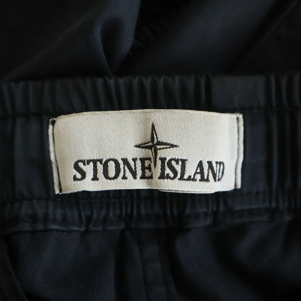STONE ISLAND(ストーンアイランド) 22AW ロゴワッペン ガーメントダイ コットンウール ストレッチ サテン カーゴパンツ ブラック 771531314 レディース
