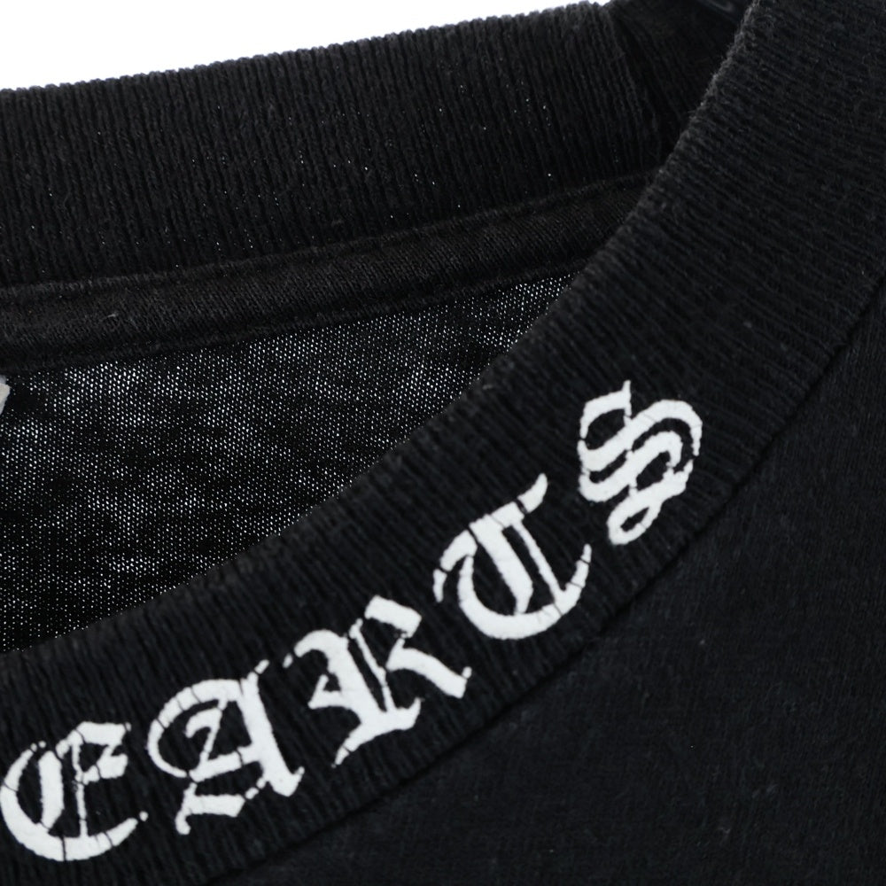 CHROME HEARTS(クロムハーツ) DBL CH CRS L/S TEE ダブルCHクロスプリント ネックロゴプリント クルーネック 長袖Tシャツ ブラック