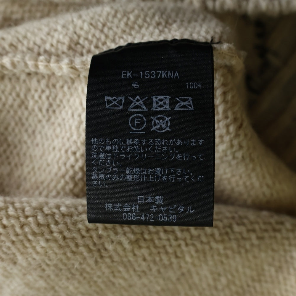 KAPITAL(キャピタル) 5G ウール BONE クルーネック ニット セーター ボーン ベージュ EK-1537KNA