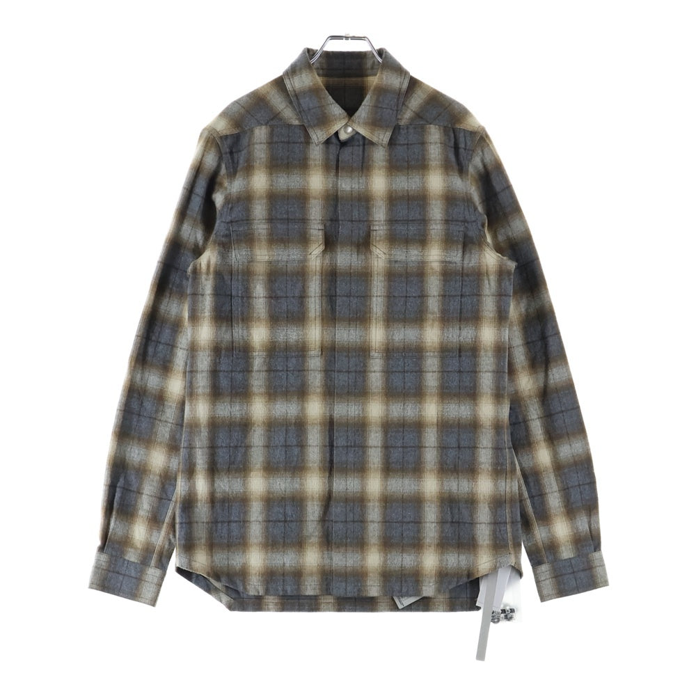 Rick Owens(リックオウエンス) 25SS Hollywood フランネル チェックシャツ 長袖シャツ ベージュ RU01E5236-CP