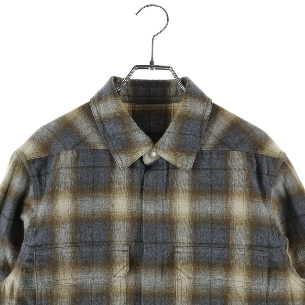 Rick Owens(リックオウエンス) 25SS Hollywood フランネル チェックシャツ 長袖シャツ ベージュ RU01E5236-CP