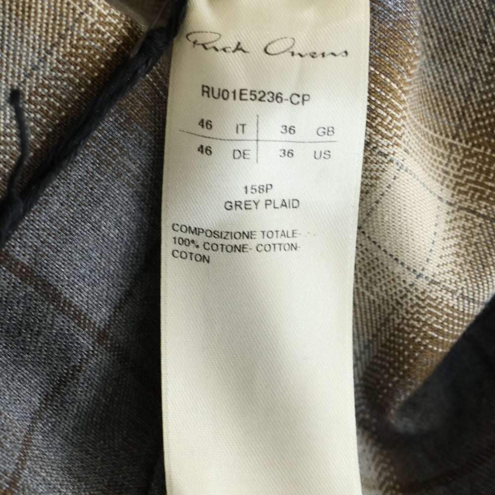 Rick Owens(リックオウエンス) 25SS Hollywood フランネル チェックシャツ 長袖シャツ ベージュ RU01E5236-CP