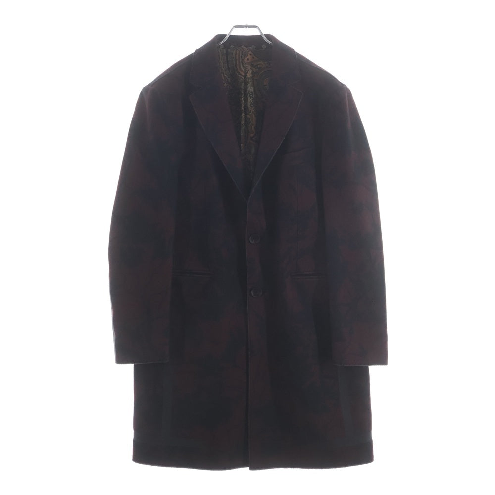 ETRO(エトロ) カシミヤ混 総リーフ柄 コート 裏地ペイズリー バーガンディ 192-1C311-5511