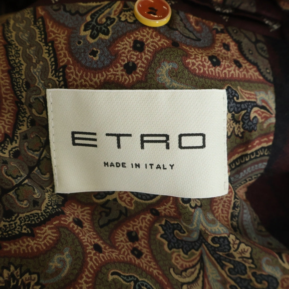 ETRO(エトロ) カシミヤ混 総リーフ柄 コート 裏地ペイズリー バーガンディ 192-1C311-5511