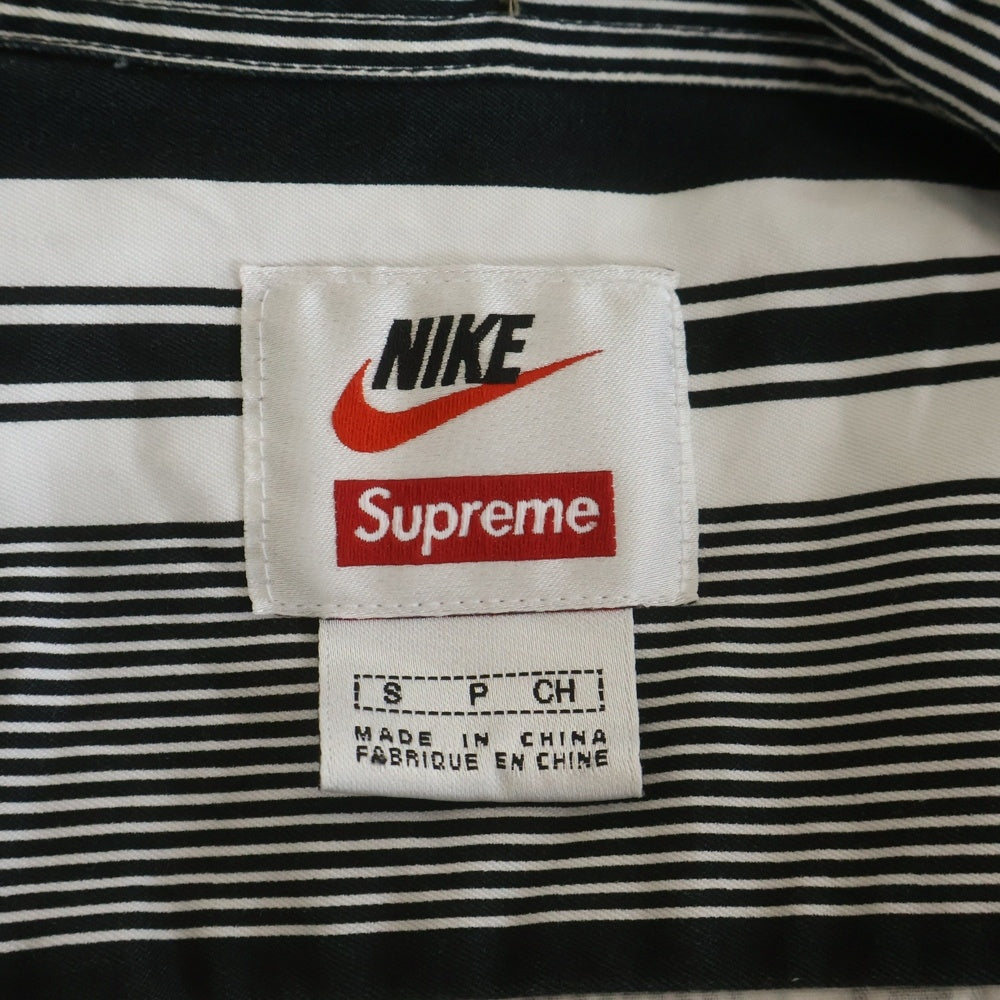 SUPREME(シュプリーム) 21SS ×NIKE Cotton Twill Shirt ストライプ コットン 長袖シャツ ブラック/ホワイト DB0499-010
