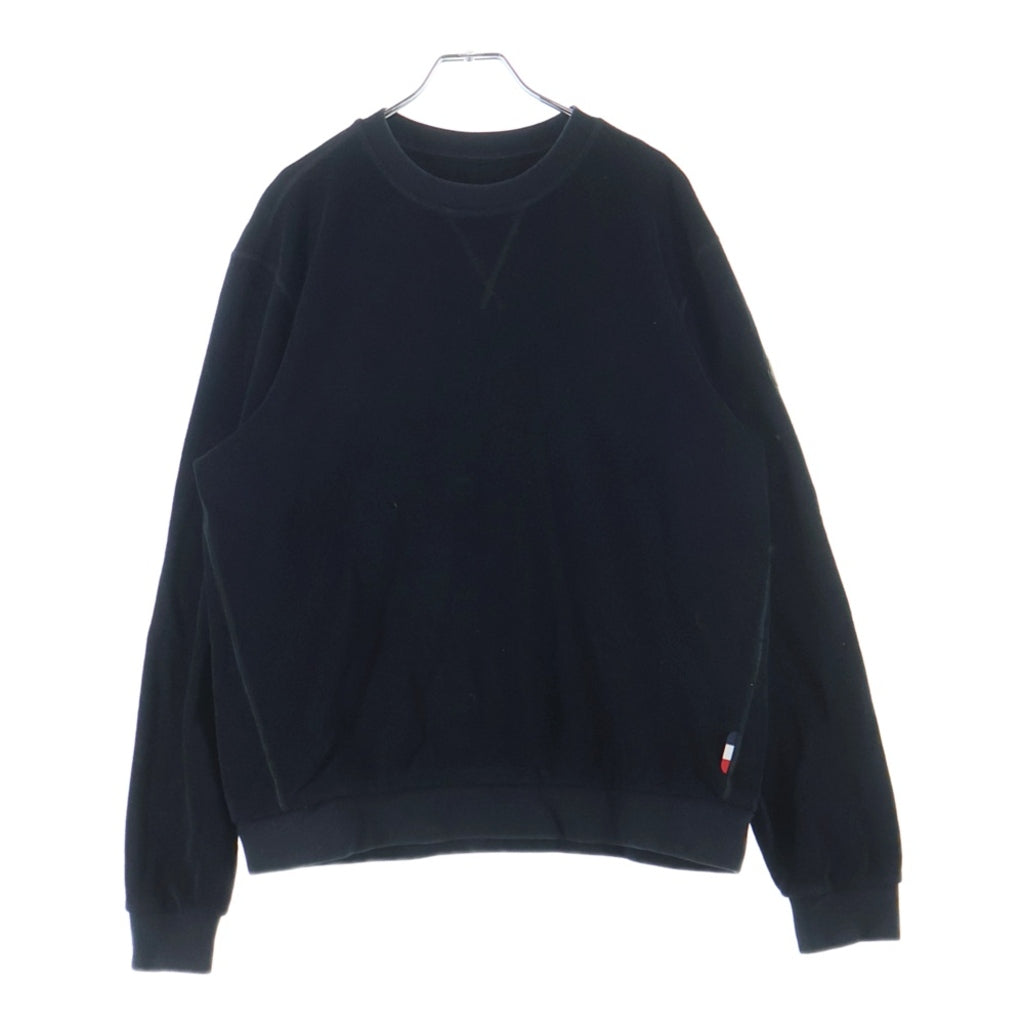 MONCLER(モンクレール) MAGLIA GIROCOLLO 袖ロゴワッペン クルーネックスウェットトレーナー ブラック F10918G72400 V8119