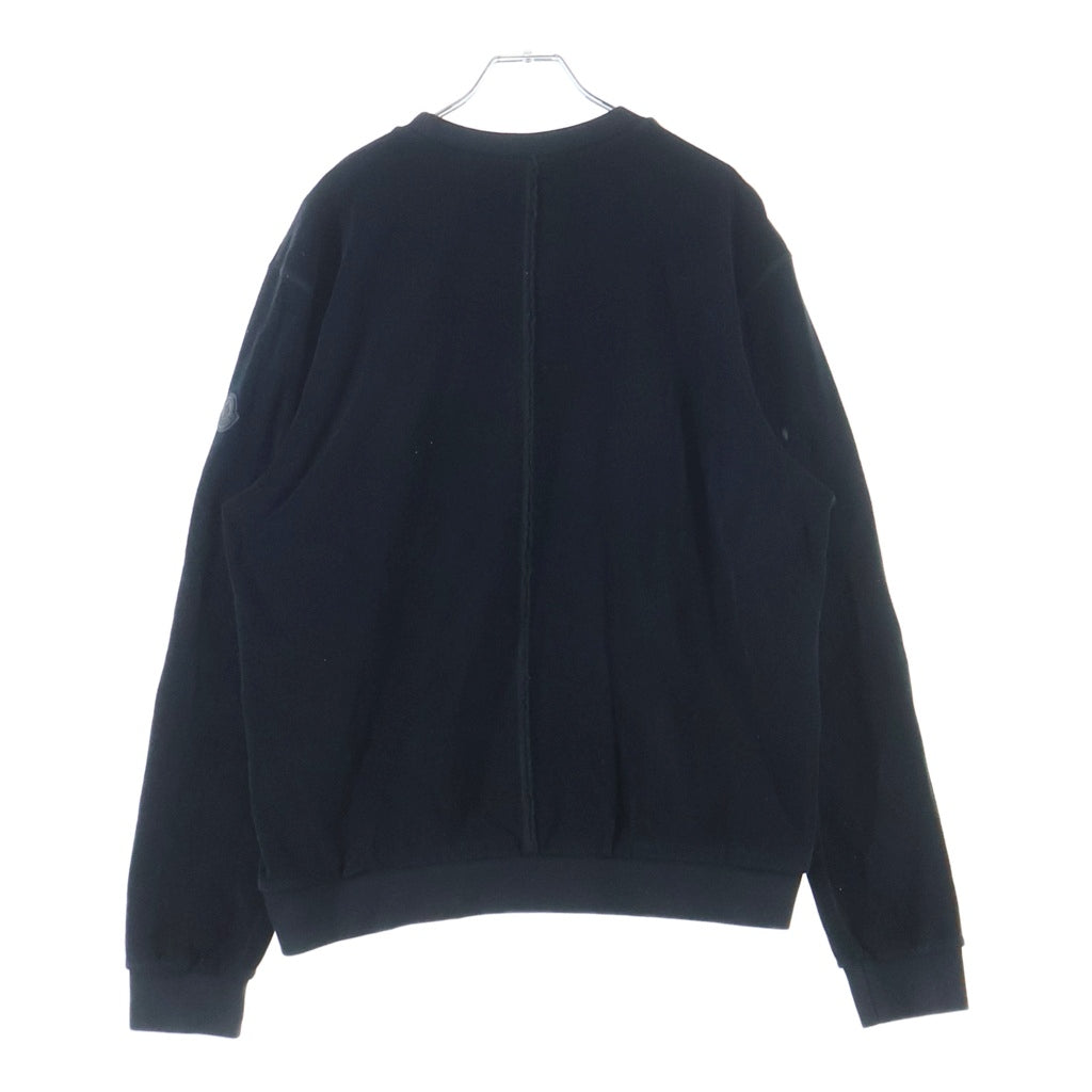 MONCLER(モンクレール) MAGLIA GIROCOLLO 袖ロゴワッペン クルーネックスウェットトレーナー ブラック F10918G72400 V8119