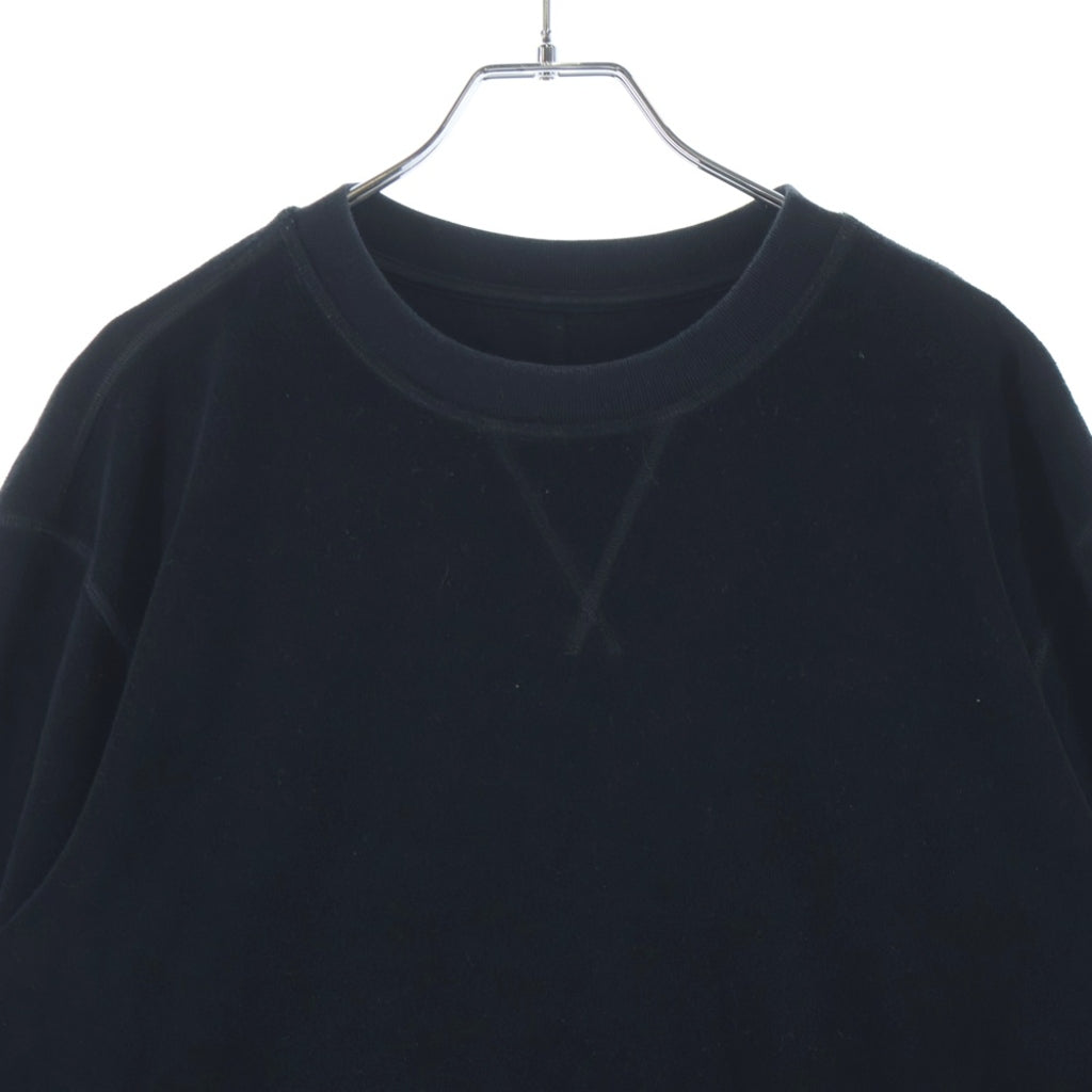 MONCLER(モンクレール) MAGLIA GIROCOLLO 袖ロゴワッペン クルーネックスウェットトレーナー ブラック F10918G72400 V8119