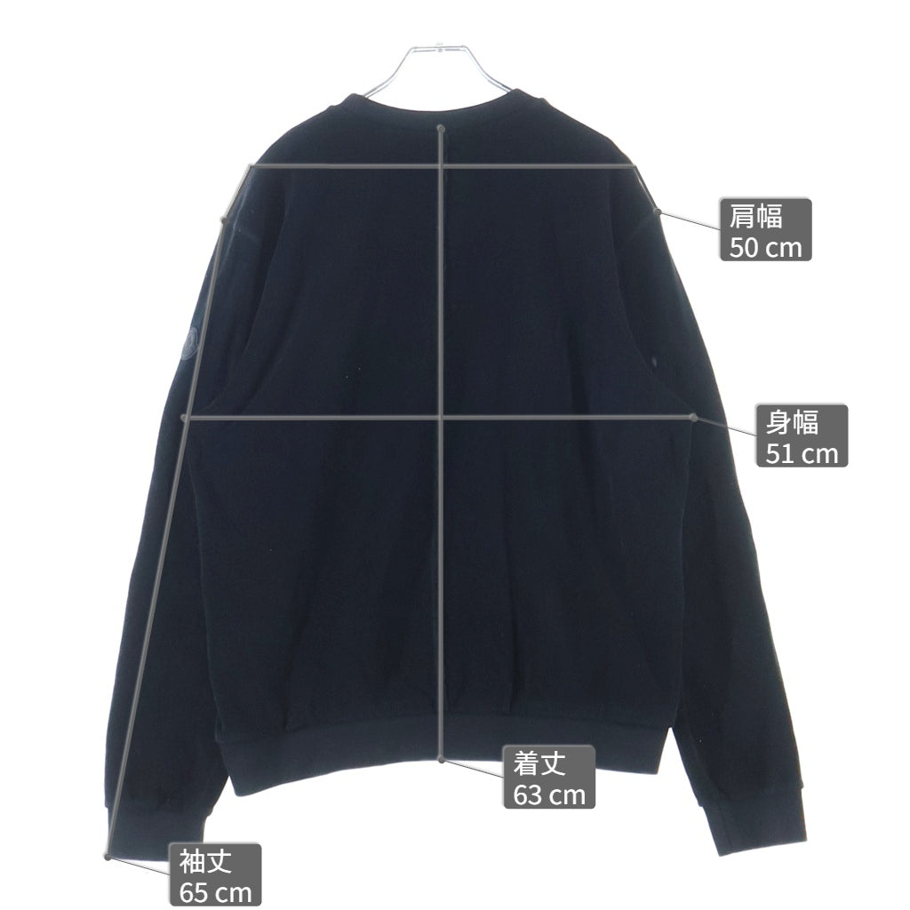 MONCLER(モンクレール) MAGLIA GIROCOLLO 袖ロゴワッペン クルーネックスウェットトレーナー ブラック F10918G72400 V8119