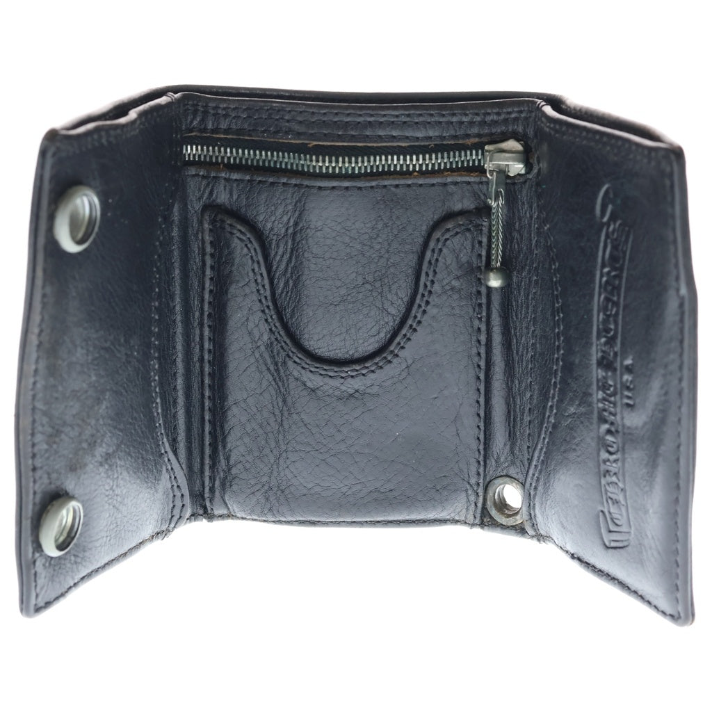 CHROME HEARTS(クロムハーツ) 3FOLD 3フォールド ハートボタン レザーウォレット 財布 ブラック