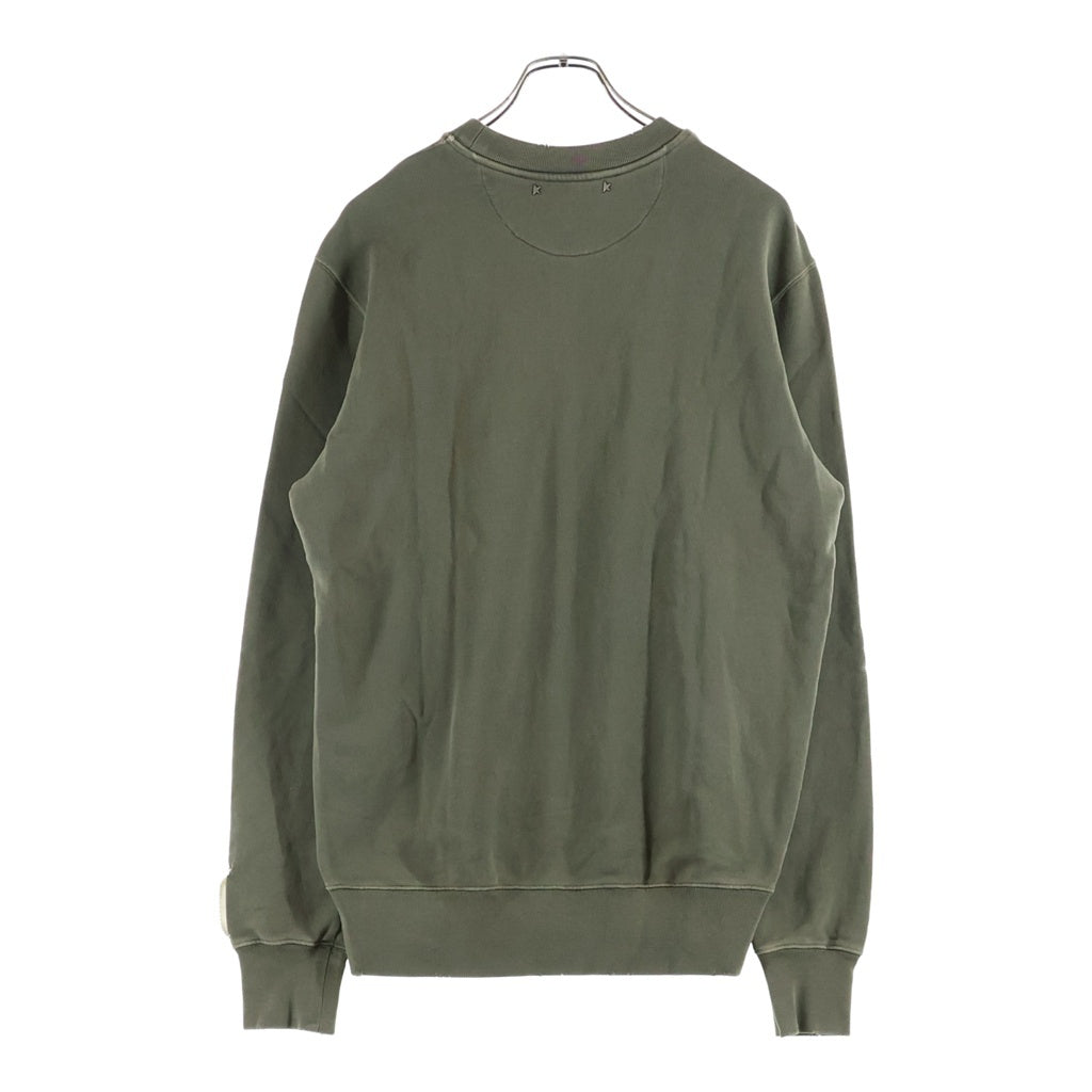 GOLDEN GOOSE DELUXE BRAND(ゴールデングースデラックスブランド) 22SS Embroidered Logo Striped Long Sleeve Shirt リバースロゴ 長袖 クルーネック スウェット トレーナー グリーン GMP00872