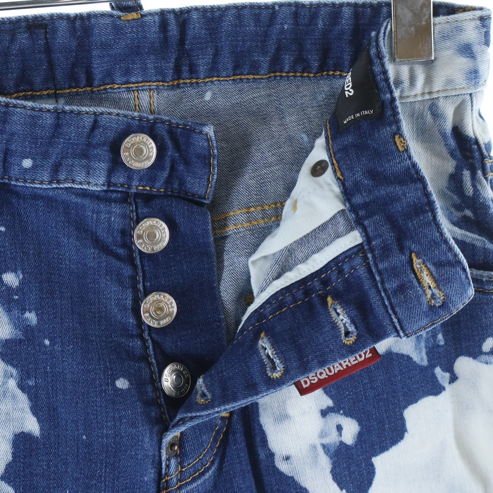 DSQUARED2(ディースクエアード) Skater Jean スケータージーンズ ペイント加工 デニムパンツ インディゴ/ホワイト S74LB0510 S30342