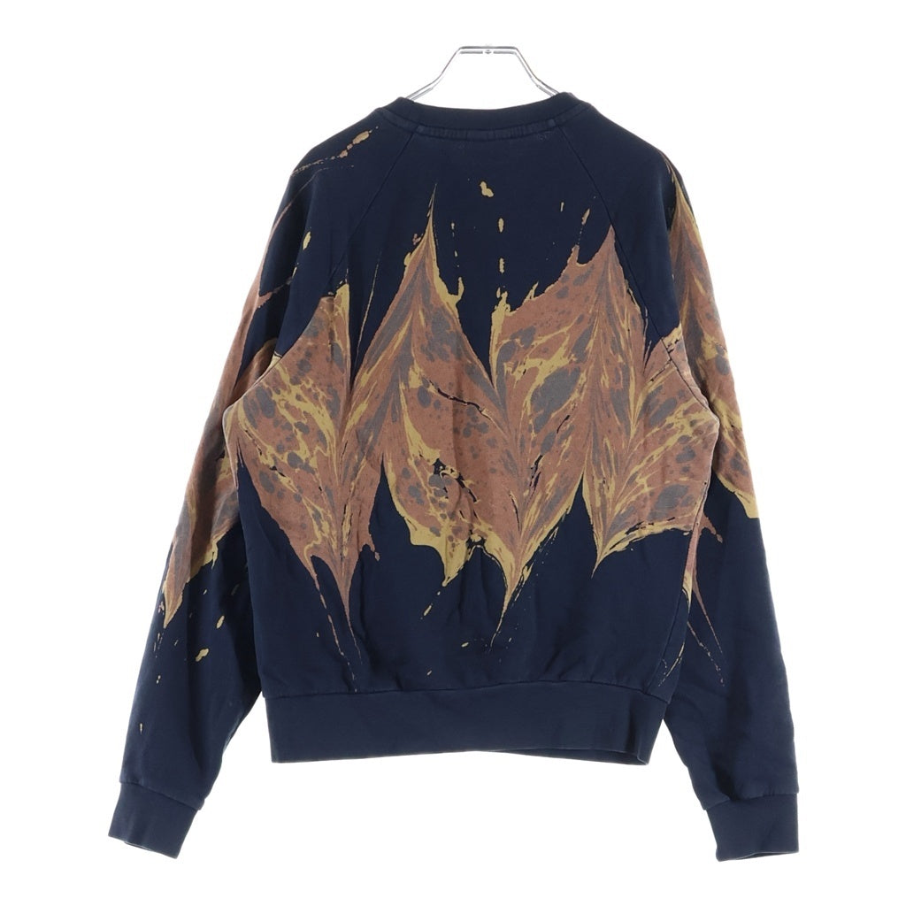 DRIES VAN NOTEN(ドリスヴァンノッテン) スプラッシュデザイン クルーネックスウェットトレーナー ネイビー/オレンジ