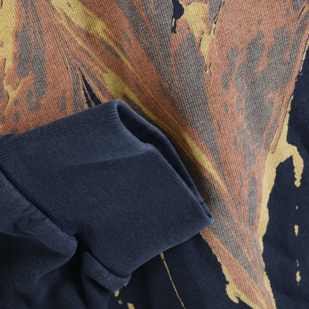 DRIES VAN NOTEN(ドリスヴァンノッテン) スプラッシュデザイン クルーネックスウェットトレーナー ネイビー/オレンジ