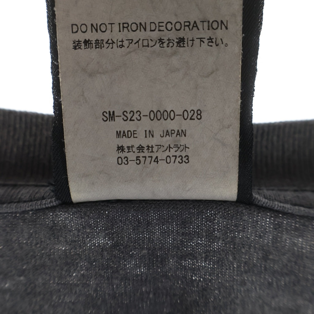 SAINT MICHAEL(セントマイケル) 23SS LS TEE/ST HOLLWOOD ダメージ加工 両面プリント アームプリント クルーネック長袖Tシャツ ロングスリーブカットソー ブラック SM-S23-0000-028