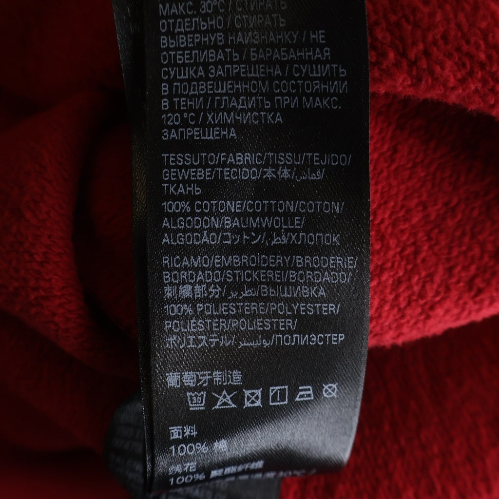 BALENCIAGA(バレンシアガ) Cursive Oversized Hoodie カーシブ オーバーサイズミリタリーフーディー 刺繍ロゴデザイン プルオーバーパーカー レッド E62F 858143 TTVM8